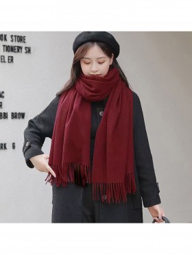 Premium Cashmere Feeling Solid Color Scarf W/ Tassels